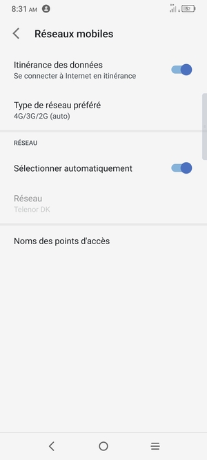 Activer ou désactiver Itinérance des données
