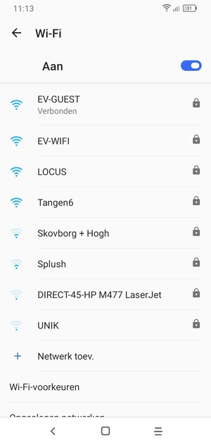 U bent nu verbonden met het WiFi-netwerk