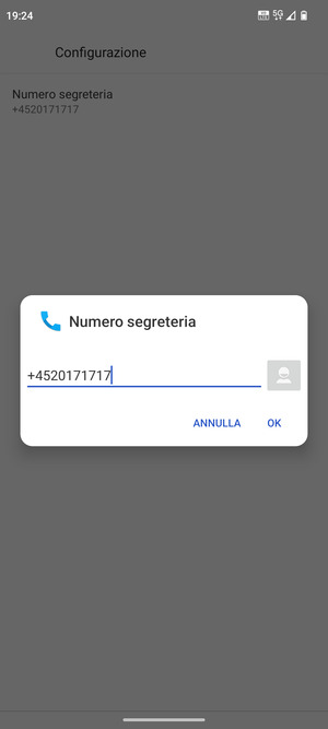 Inserisci Numero segreteria e seleziona OK