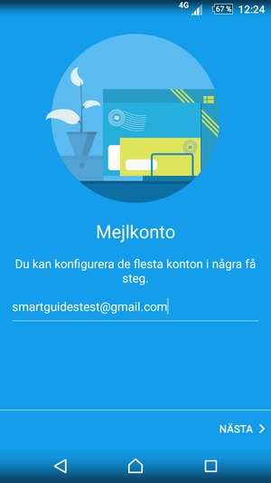 Ange din Gmail eller Hotmail-adress och välj NÄSTA