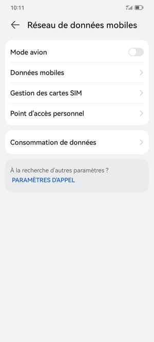 Sélectionnez Données mobiles