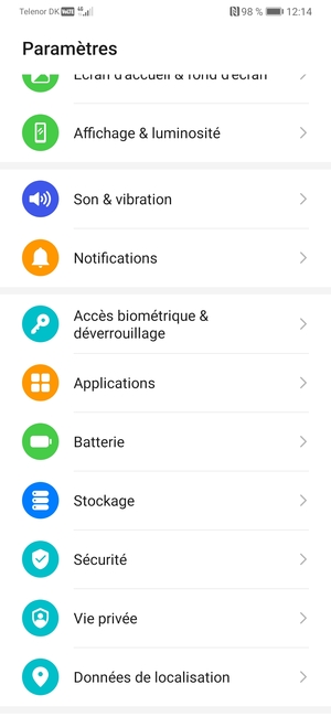 Faites défiler et sélectionnez Batterie