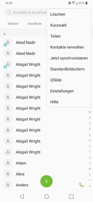 Wählen Sie Kontakte verwalten