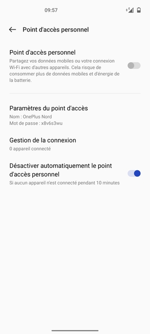 Sélectionnez Paramètres du point d'accès
