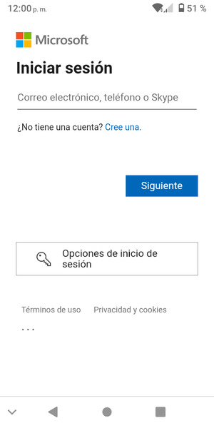 Introduzca su dirección de Hotmail y seleccione Siguiente
