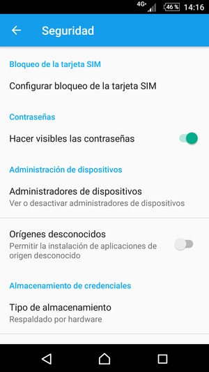 Para cambiar el PIN de la tarjeta SIM, vuelva al menú Seguridad, desplácese y seleccione Configurar bloqueo de la tarjeta SIM