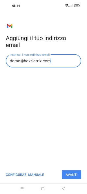 Inserisci il tuo indirizzo email e seleziona AVANTI
