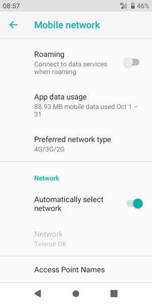 Scroll to and select Access Point Names