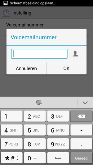 Voer het Voicemailnummer in en selecteer OK