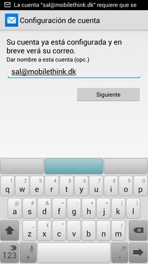Déle a su cuenta un nombre y seleccione Siguiente