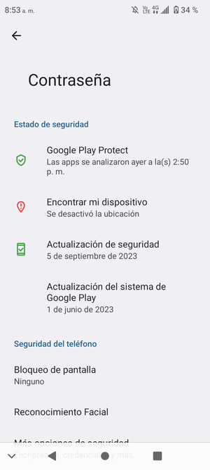 Seleccione Bloqueo de pantalla