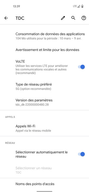 Désactiver le Sélectionner automatiquement le réseau