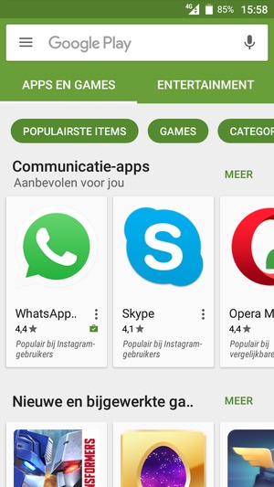 Selecteer de zoekbalk