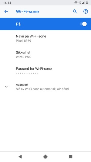 Telefonen din er konfigurert for bruk som et modem