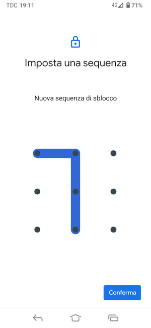 Disegna nuovamente la sequenza di sblocco e seleziona Conferma