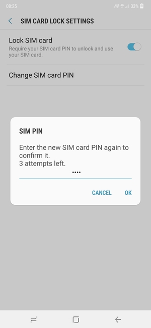 Confirm your new SIM card PIN and select OK
