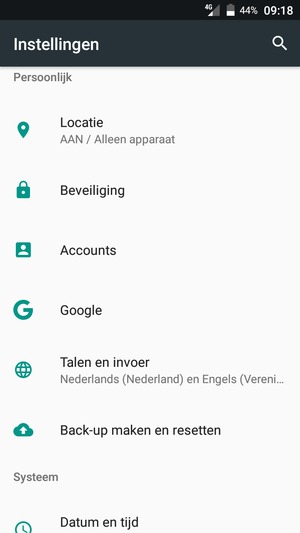Scroll naar en selecteer Locatie