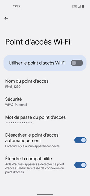 Sélectionnez Mot de passe du point d'accès