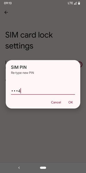 Confirm your new SIM PIN and select OK