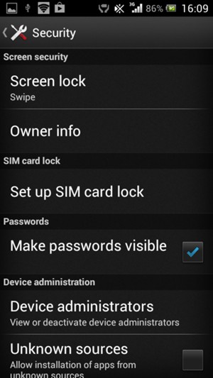 Select Screen lock