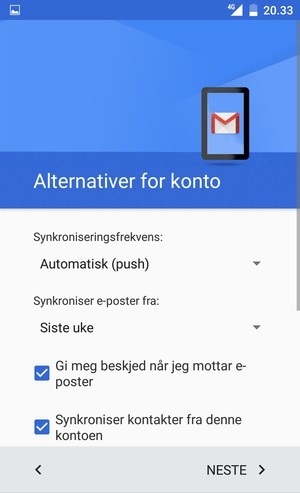 Velg NESTE