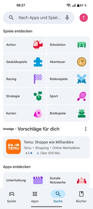 Wählen Sie die Suchleiste