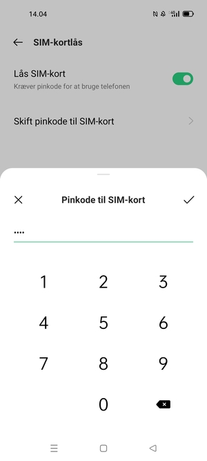Indtast Nuværende pinkode til SIM-kort og vælg OK
