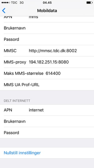 Bla til og velg Nullstill innstillinger