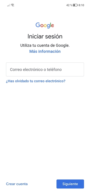 Introduzca su dirección de Gmail y seleccione Siguiente