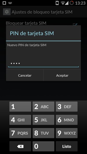Introduzca su Nuevo PIN de tarjeta SIM y seleccione Aceptar