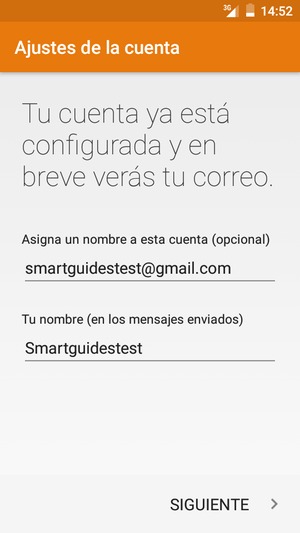 Déle a su cuenta un nombre y escriba su nombre. Seleccione SIGUIENTE