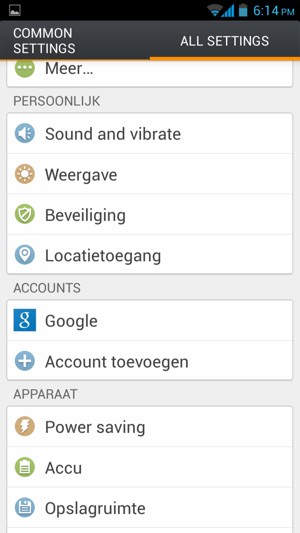 Scroll naar en selecteer Beveiliging
