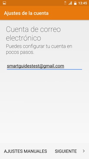 Introduzca su dirección de correo electrónico de Gmail o Hotmail y seleccione SIGUIENTE