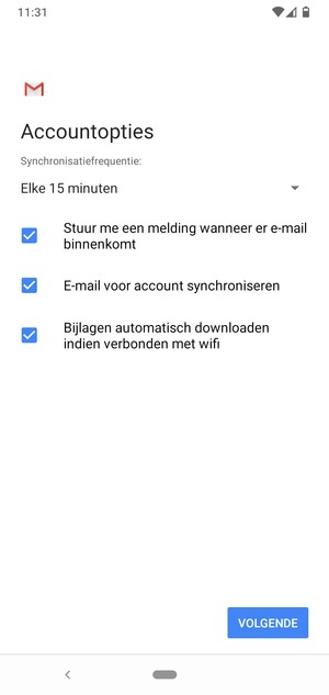 Selecteer VOLGENDE