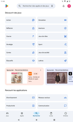 Sélectionnez la barre de Recherche