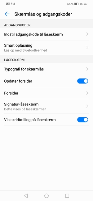 Vælg Indstil adgangskode til låseskærm
