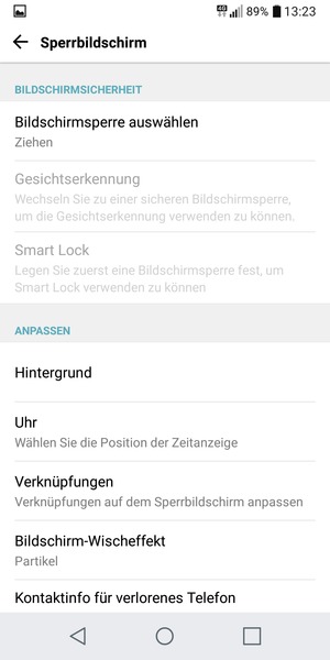 Wählen Sie Bildshirmsperre auswählen