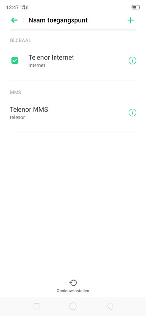 Selecteer het toegangspunt voor internet