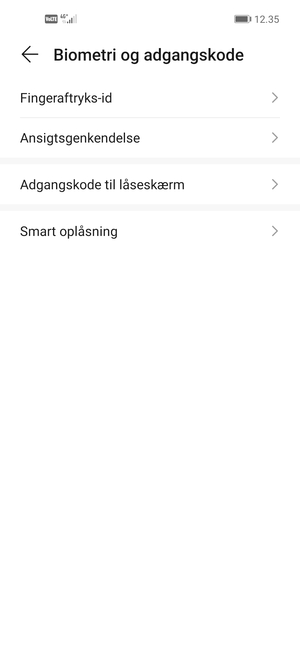 Vælg Adgangskode til låseskærm