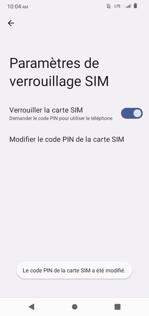 Votre code PIN de la carte SIM a été modifié