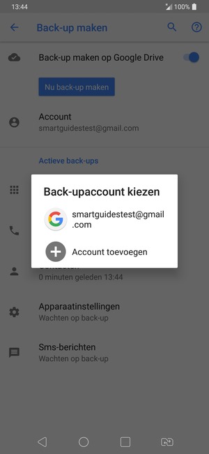 Selecteer uw back-up-account