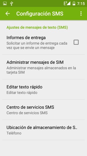 Seleccione Centro de servicios SMS