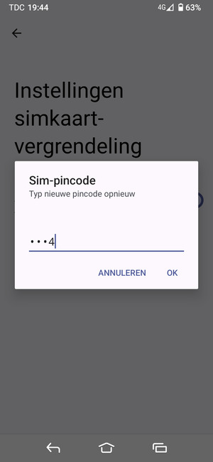 Bevestig uw nieuwe sim-pincode en selecteer OK