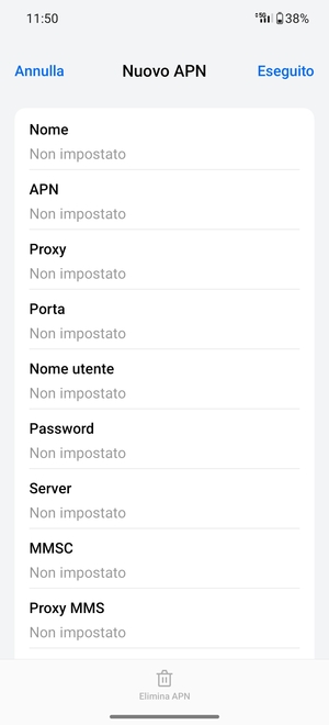 Inserisci informazioni MMS