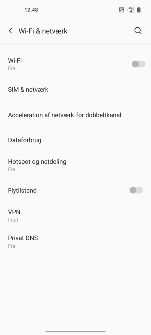 Vælg SIM & netværk