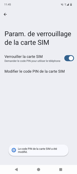 Votre code PIN de la carte SIM a été modifié