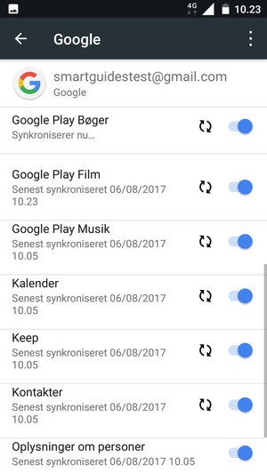 Dine oplysninger vil blive synkroniseret