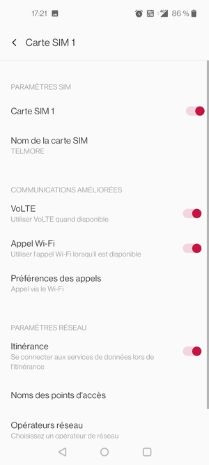 Activer ou désactiver Itinérance