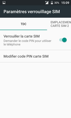 Sélectionnez Public puis Modifier code PIN carte SIM