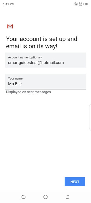 Give your account a name and enter your name. Select NEXT